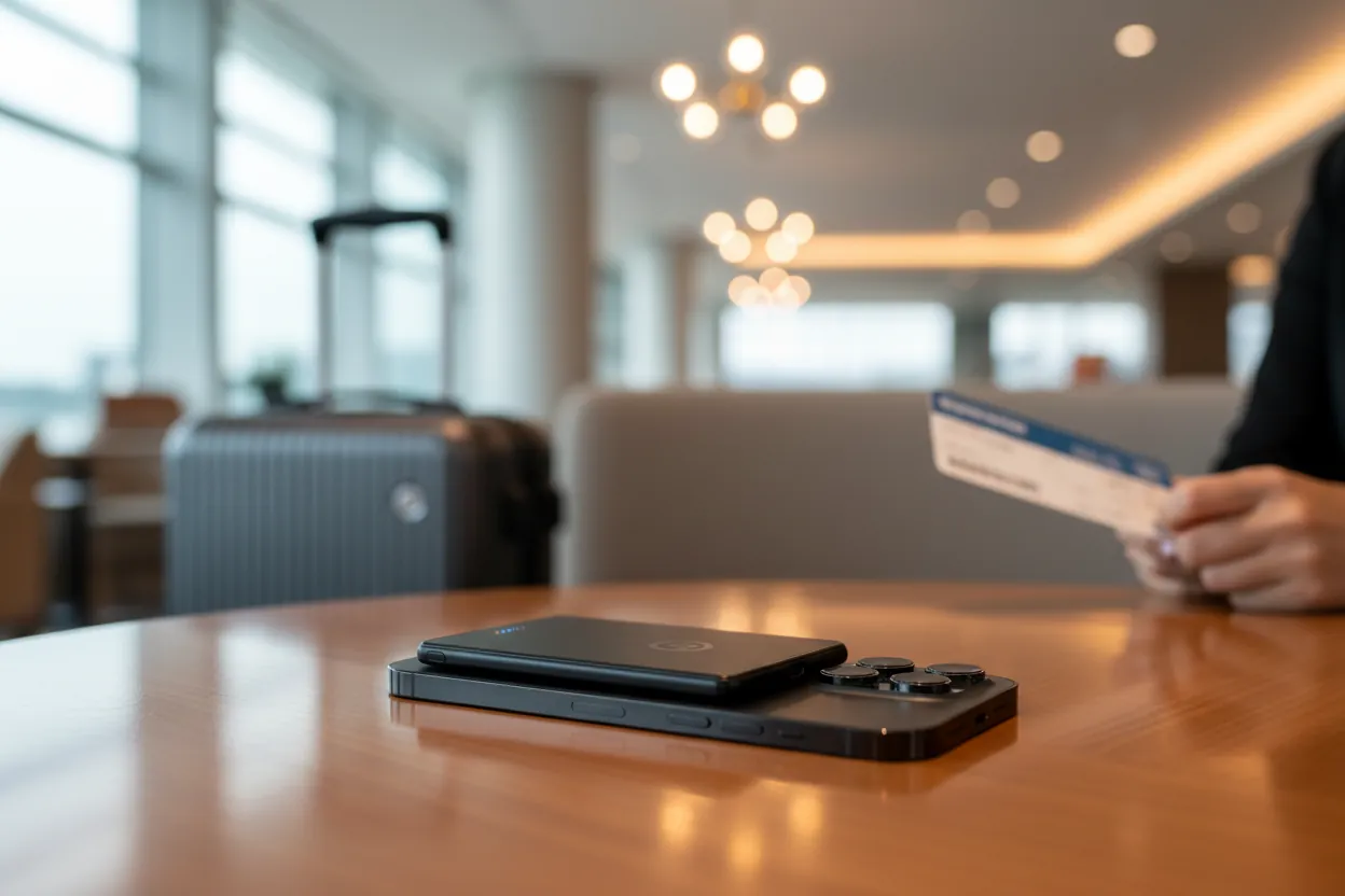MagFusion Air on a table in an airport lounge